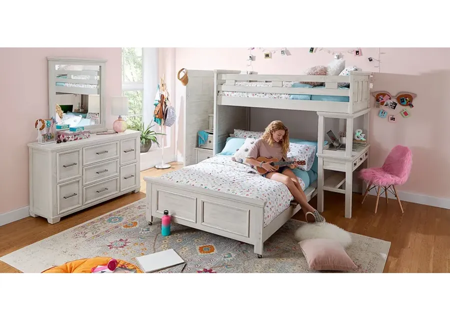 Kids Canyon Lake Ash Gray Twin/Full Step Loft with Desk-102.625