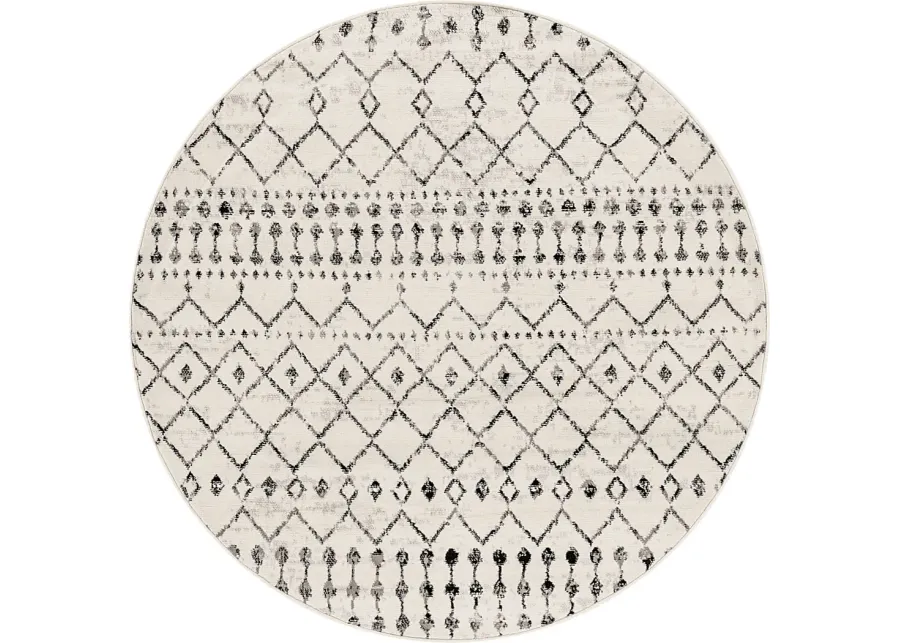 Spofford I Black 7'10 Round Rug-Off-White, Black