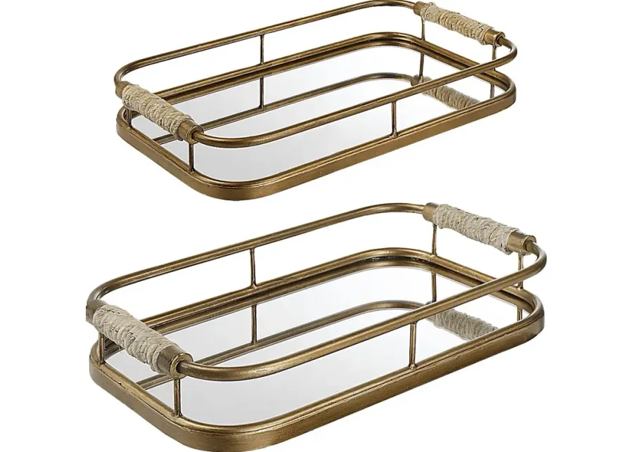 Ladrido Gold Tray, Set of 2-Gold