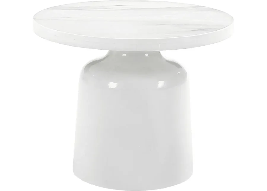 Battlebell White End Table-White