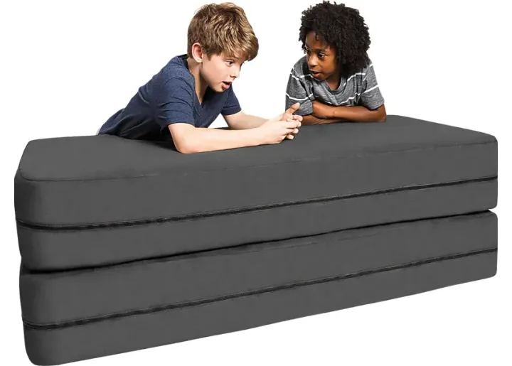 Kids Cubex Gray Convertible Sofa and Ottoman-Gray