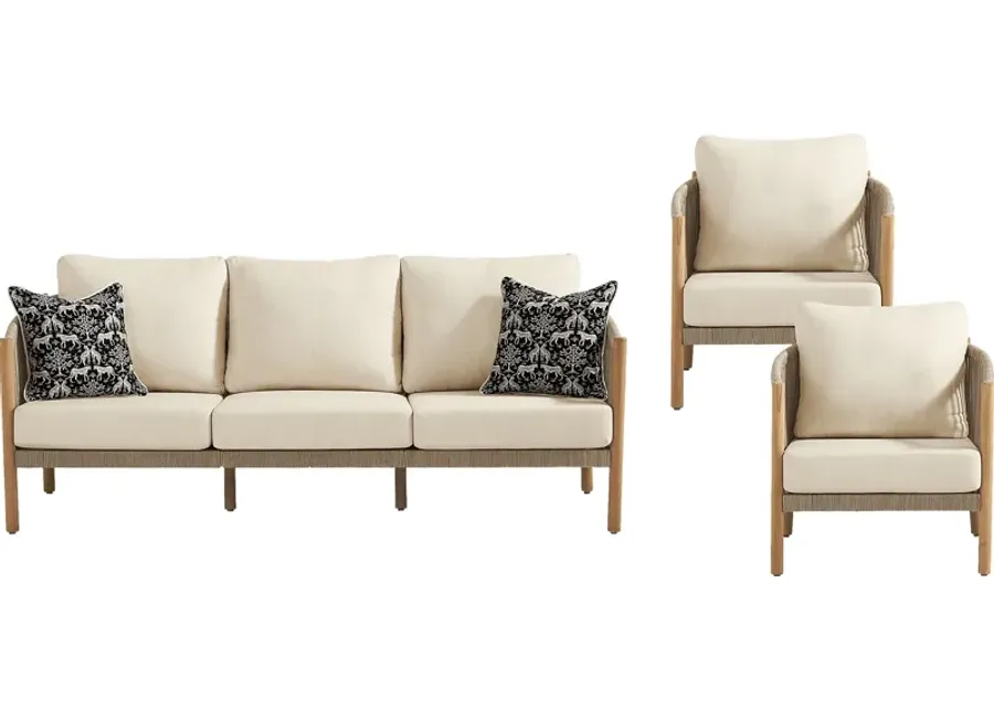 Koda Beige 3 Pc Outdoor Seating Set