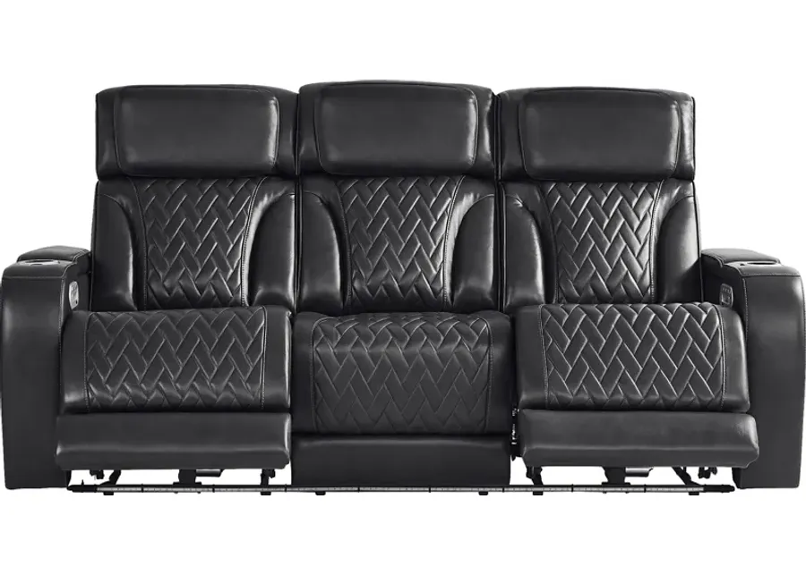Port Royal Midnight Leather Triple Power Reclining Sofa-86.25