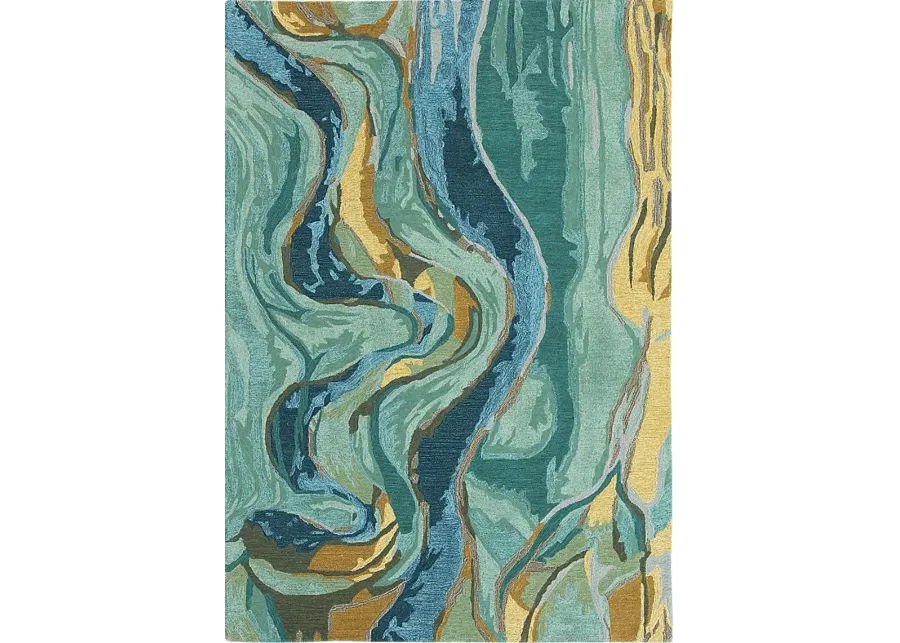 Kerym Blue 5 ' x 7'6 Rug-Green, Blue