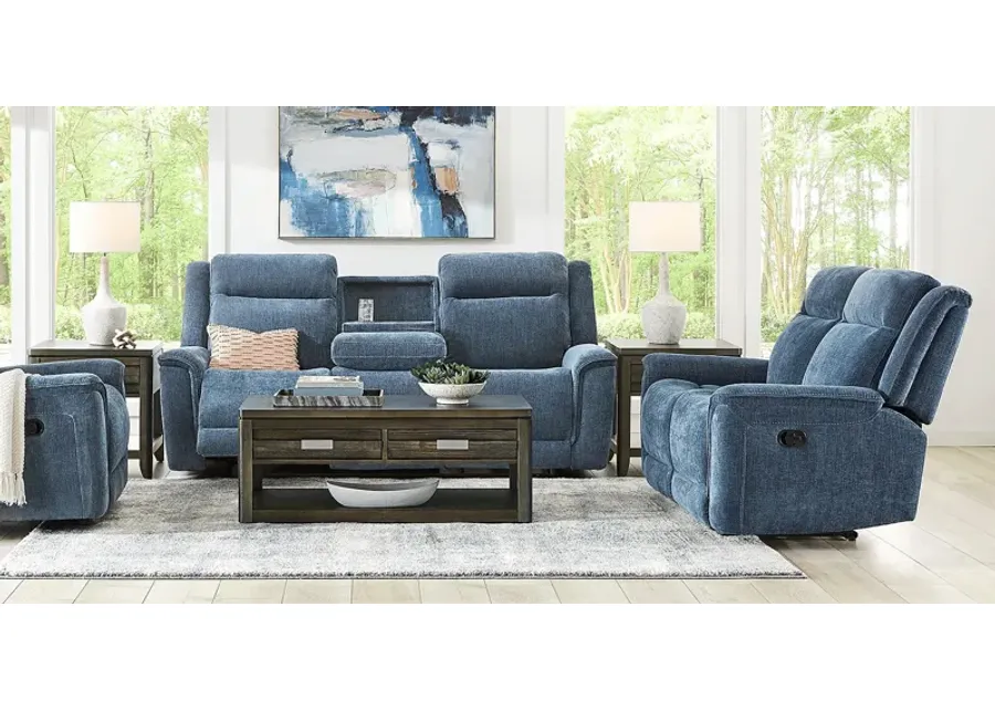 Meadow Park Cobalt 3 Pc Reclining Living Room with Dual Power Reclining Sofa-86.5