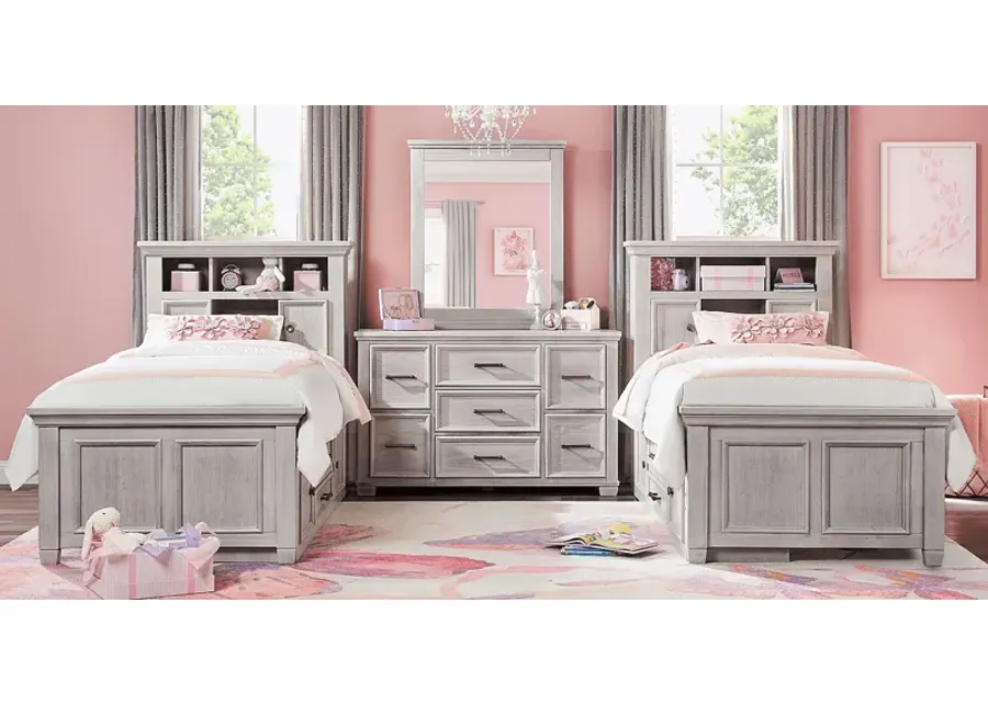 Kids Canyon Lake Ash Gray Twin Bookcase Bedroom-44.5