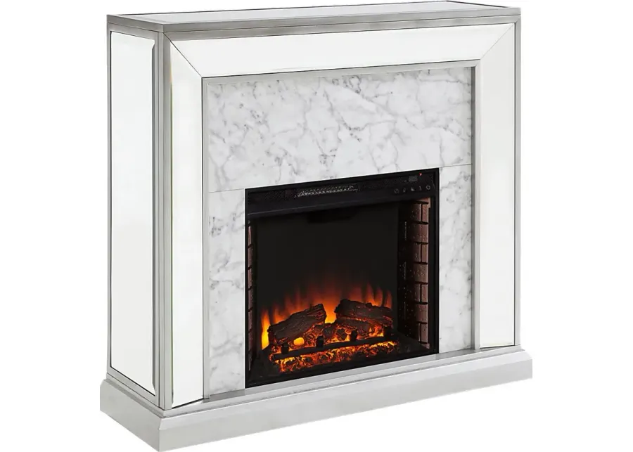 Tarryhollow II Gray 44 in. Console With Electric Log Fireplace-Gray