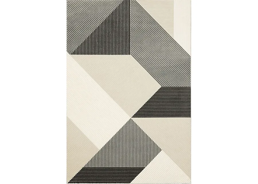 Merien Ivory 7'10 x 10'10 Rug-Black, Ivory