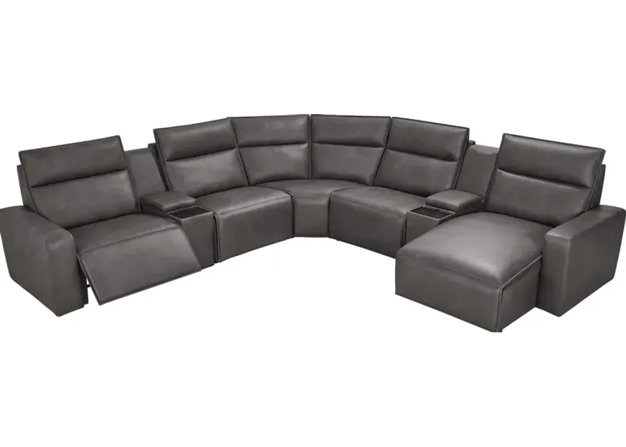 Charcoal 7 Pc Dual Power Reclining ModularTwo with Media Consoles-135.25