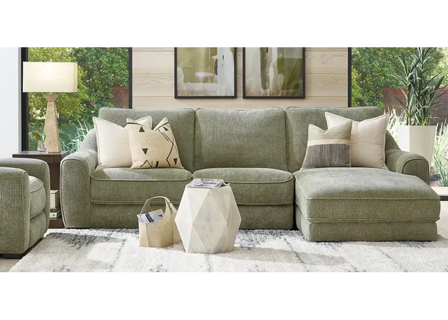 Somerset Green 3 Pc Dual Power Reclining Sectional-115.5