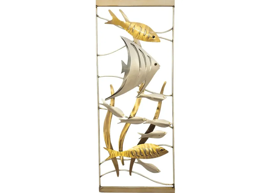 Right Home Aquarium Gold Indoor/Outdoor Wall Art-Gold