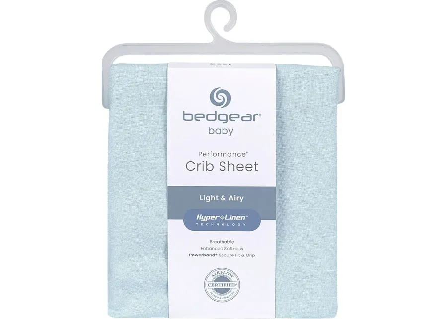 Bedgear Hyper-Linen Baby Blue Crib Bed Sheet-Baby Blue