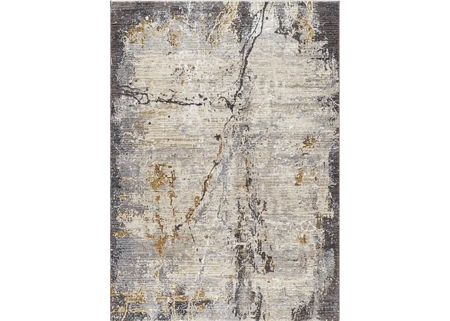 Hodashi Beige 7'10 x 9'8 Rug-Deep Teal, Gray, Tan, Beige, Medium Gray