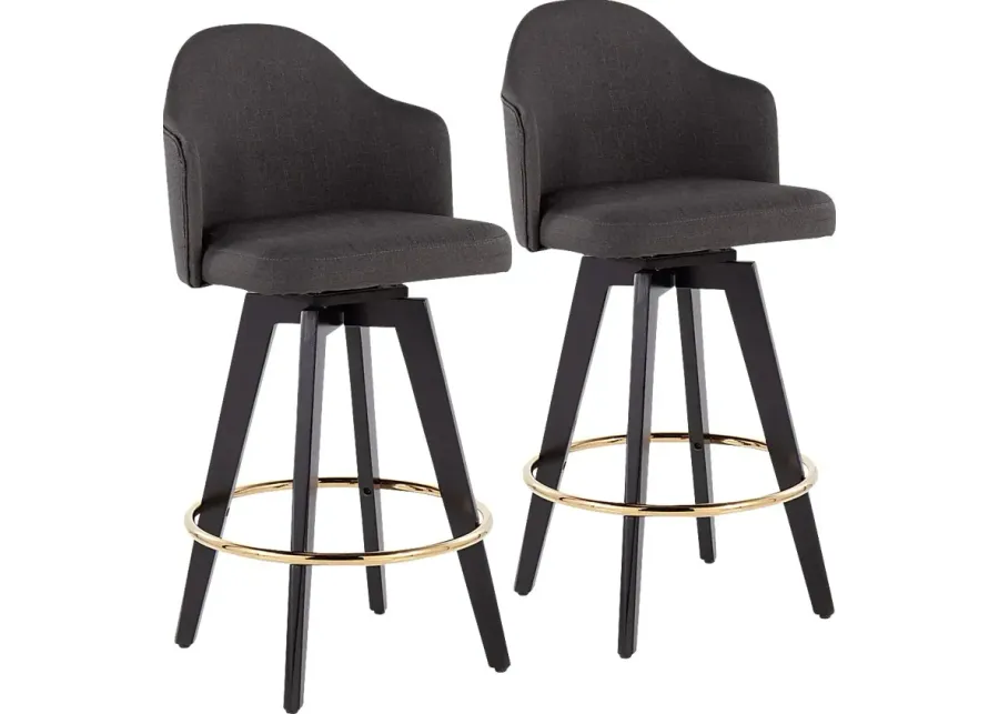 Sandron I Charcoal Counter Height Stool, Set of 2-Charcoal