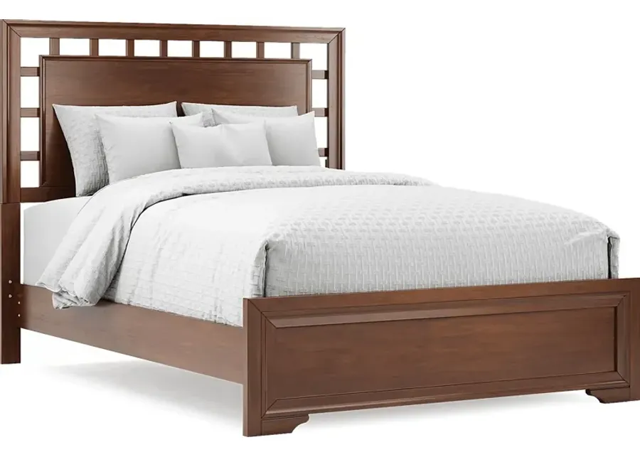 Belcourt Brown Cherry 3 Pc Queen Lattice Bed-66.5