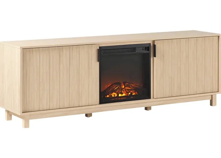 Westsams Natural 70 in. Console, With Electric Fireplace-Natural