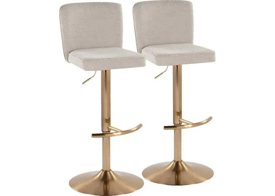 Marcei Beige Adjustable Swivel Barstool, Set of 2-Beige
