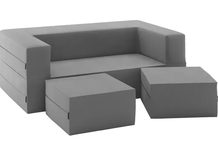 Kids Alfy Gray Loveseat & Ottoman Set-Gray