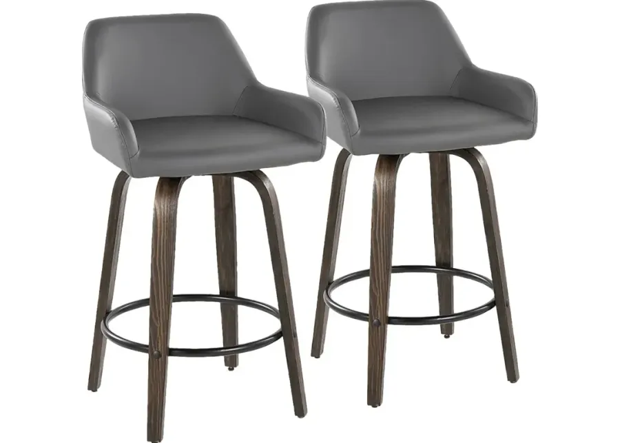 Rimcrest VII Gray Swivel Counter Height Stool, Set of 2-Gray
