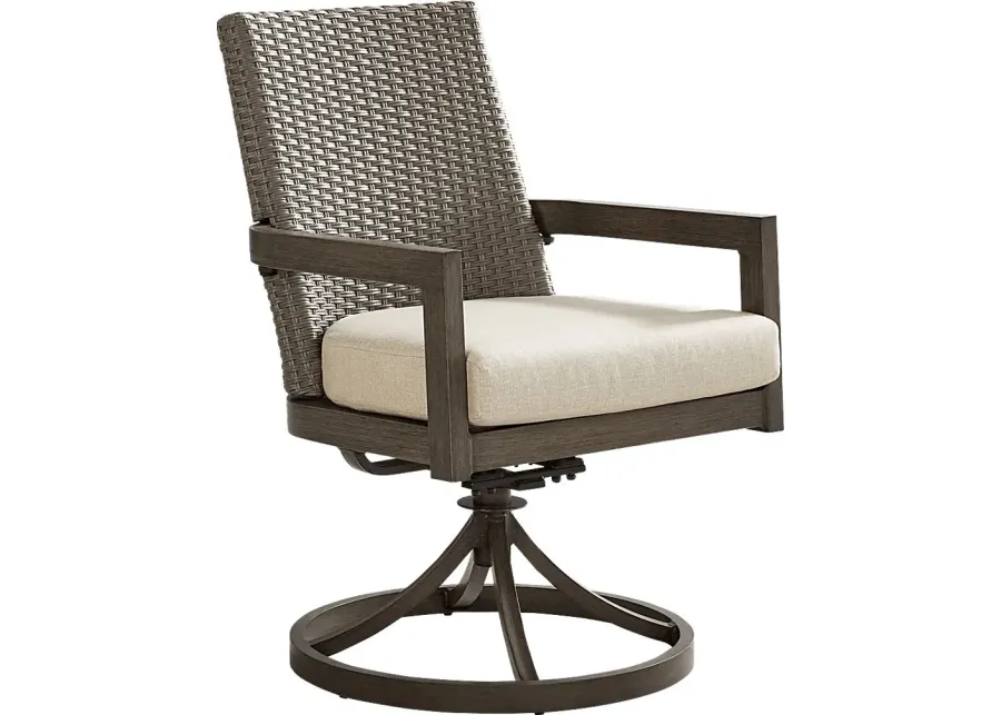 Point Reyes Brown Outdoor Swivel Rocker Dining Chair-22.44