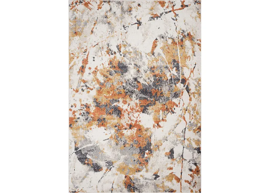 Merrane Orange 5'3 x 7'6 Rug-Ivory, Orange