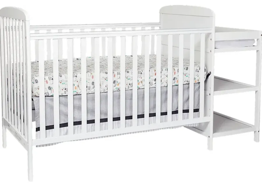 Kids Julian Park White Crib and Changer-White