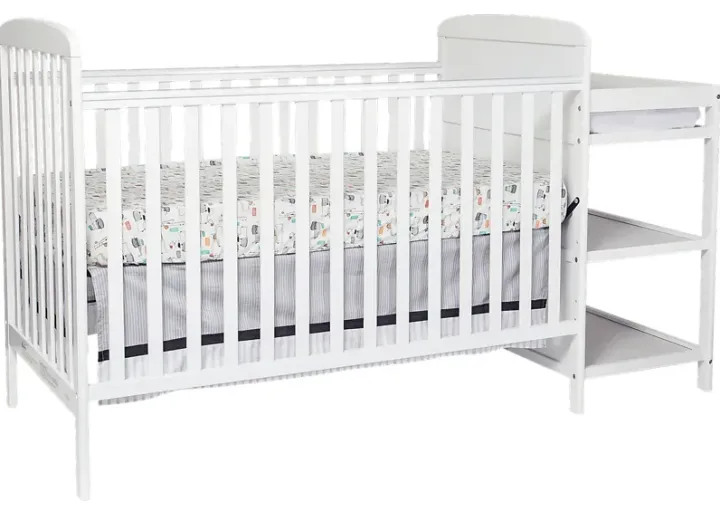 Kids Julian Park White Crib and Changer-White