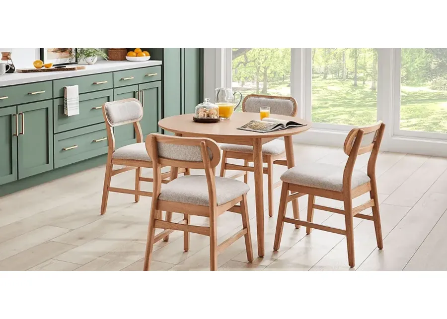 Watertown Natural 5 Pc Round Dining Room with Upholstered Chairs-39.5