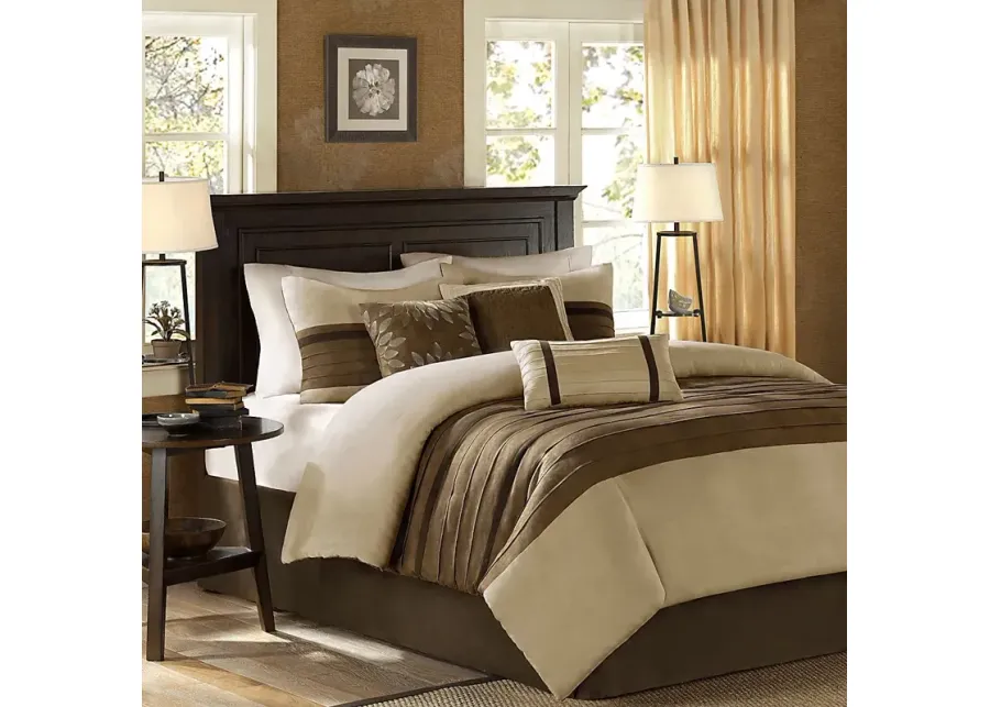 Clouet Brown 7 Pc Full Comforter Set-Brown