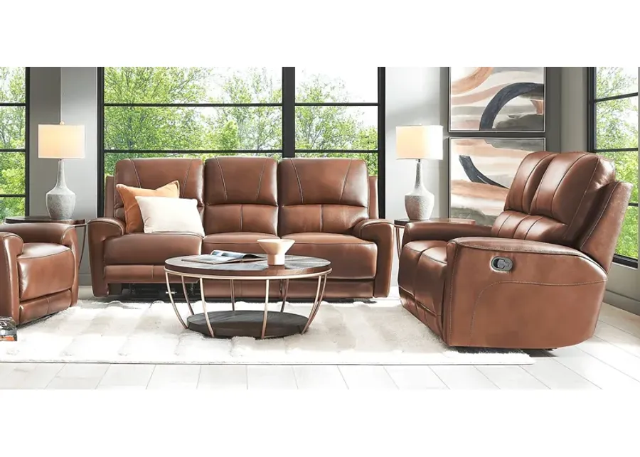 Fremont Brown Leather 7 Pc Living Room with Dual Power Reclining Sofa-89.75