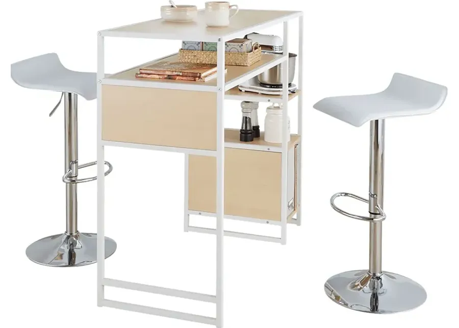Gladwynne White 3 Pc Bar Height Dining Set-White