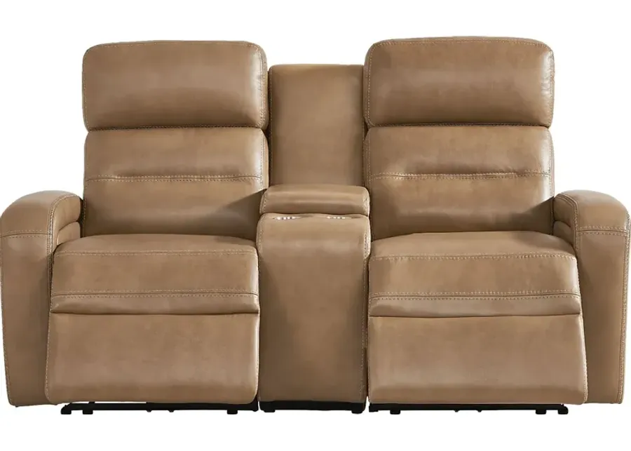 Sierra Madre Saddle Leather Dual Power Reclining Console Loveseat-69.5