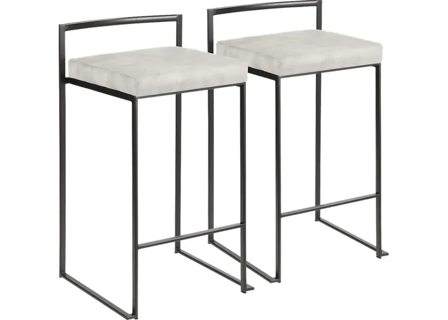Sora Gray Chrome Counter Height Stool (Set of 2)-Gray, Chrome