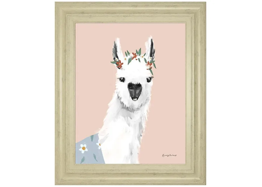 Kids Alpaca Portrait II Pink Artwork-Pink