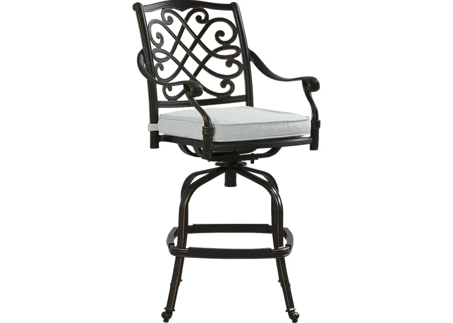 Carina Bronze Outdoor Swivel Barstool with Sky Cushion-24.8