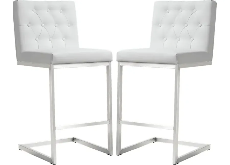 Helsinki White Counter Stool, Set of 2-White