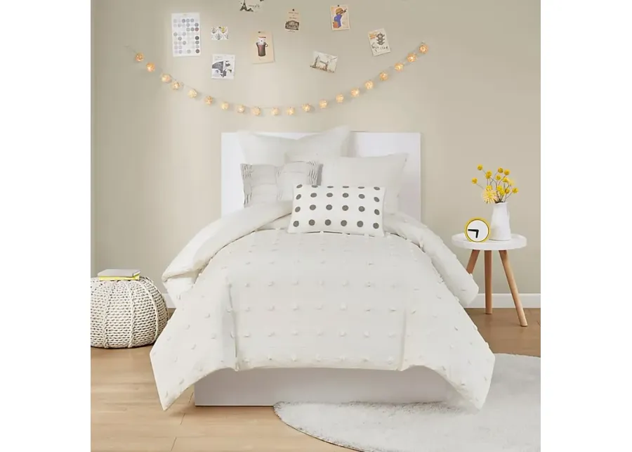 Stroelitz Ivory 7 Pc King/California King Duvet Set-Ivory