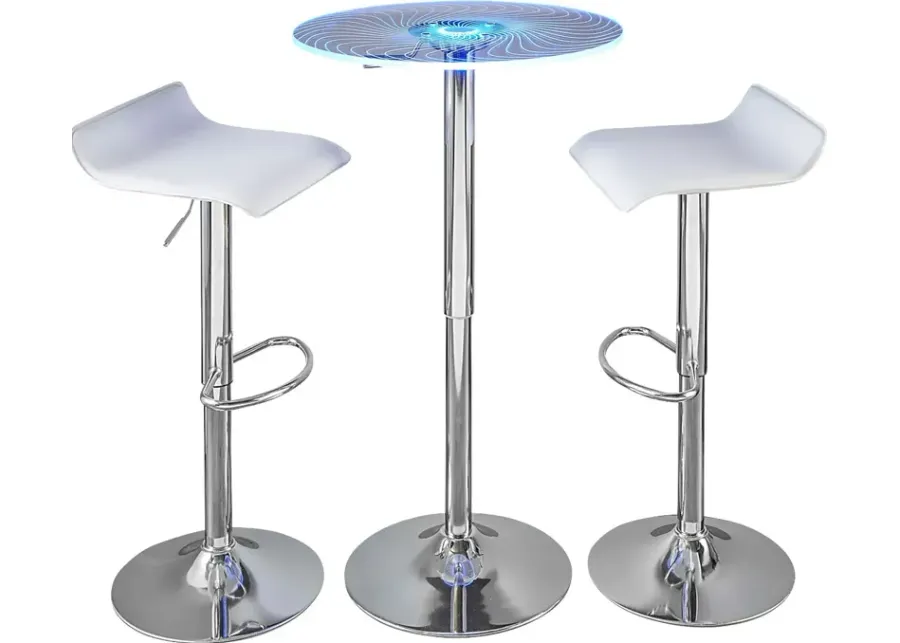 Krystl White Adjustable 3 Pc Bar Set-White