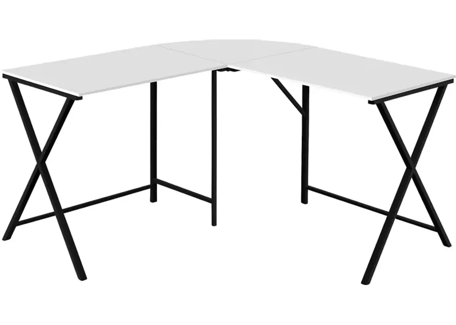 Danalyn White L-Shaped Computer Desk-White