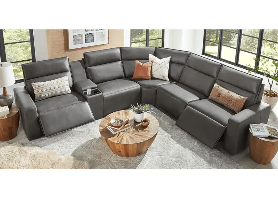 Charcoal 6 Pc Dual Power Reclining ModularTwo-135.25