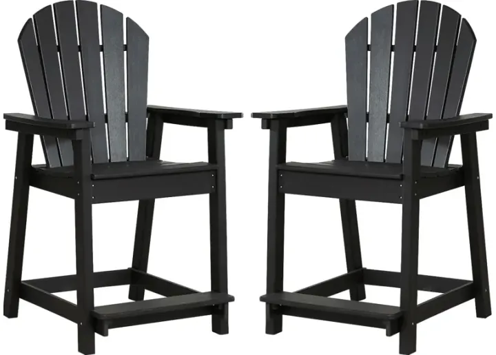 Addy Black Outdoor Balcony Adirondack Stool, Set of 2-28