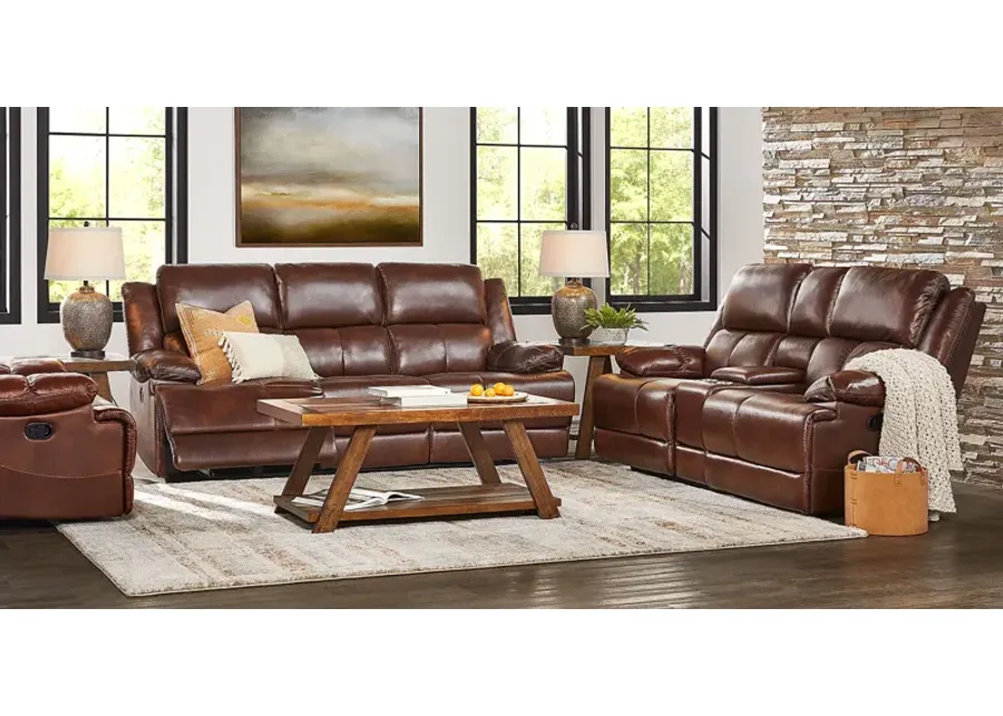 Montefano Brown Leather 5 Pc Reclining Living Room-89.37