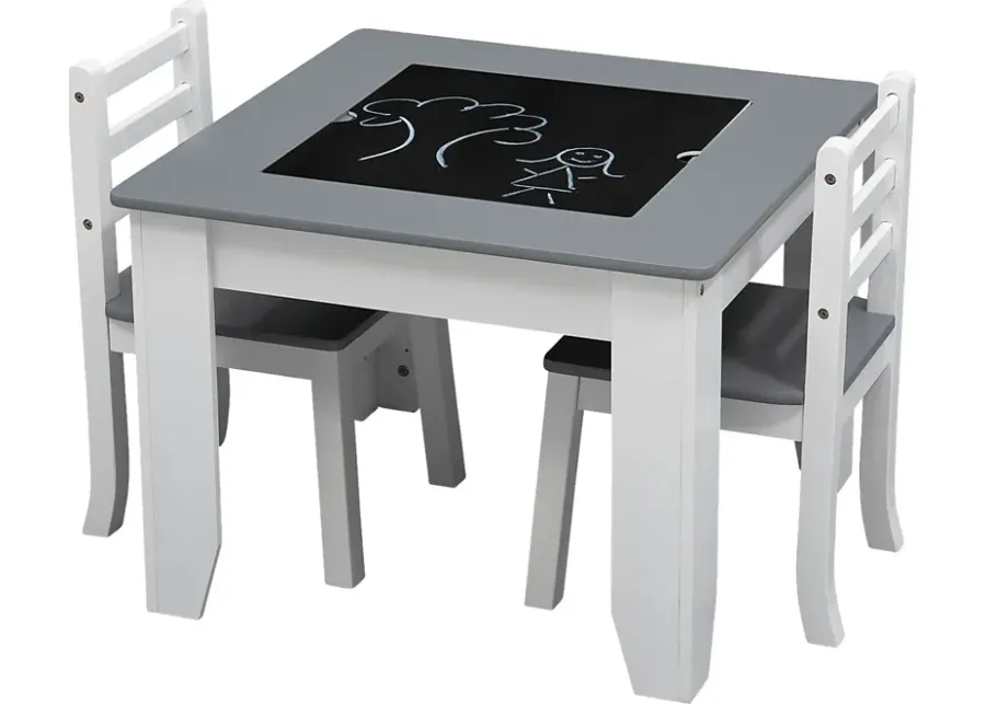 Kids Drawing Lessons Gray Table Set-Gray