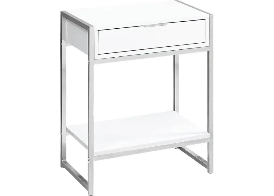 Berrien White Accent Table-White