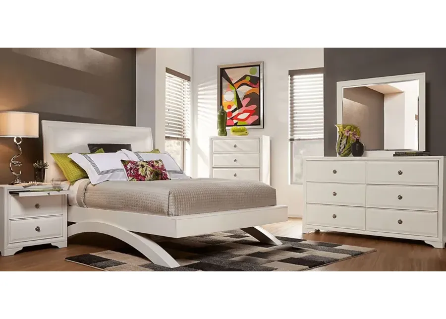 Belcourt White 7 Pc King Upholstered Sleigh Arch Bedroom-82.5