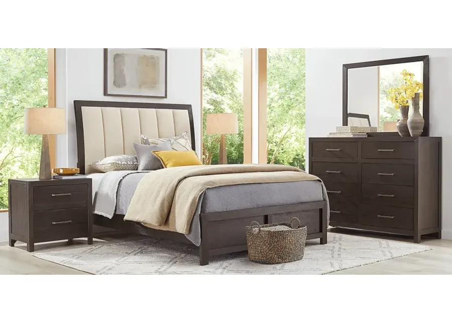 Woodley Dark Brown 5 Pc King Upholstered Bedroom-79