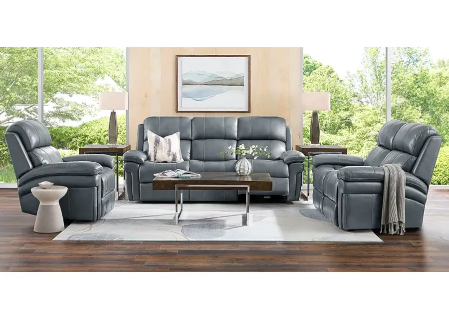 Trevino Lane Blue Leather 2 Pc Living Room with Reclining Sofa-88.75