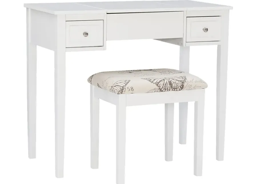 Larkbunting White Vanity Set-White