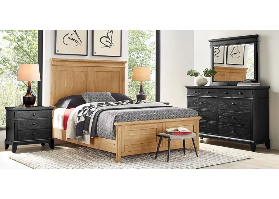 Springville Black 5 Pc King Bedroom with Natural Panel Bed-81.75