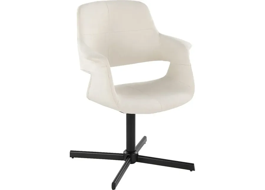 Donneita Cream Swivel Accent Chair-Cream